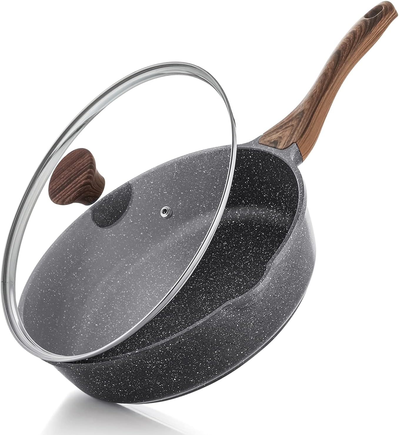 SENSARTE Nonstick Frying Pan Skillet, Swiss Granite Coating Omelette Pan, Healthy Stone Cookware Chef's Pan, PFOA Free (8/9.5/10/11/12.5 Inch) (9.5 Inch)